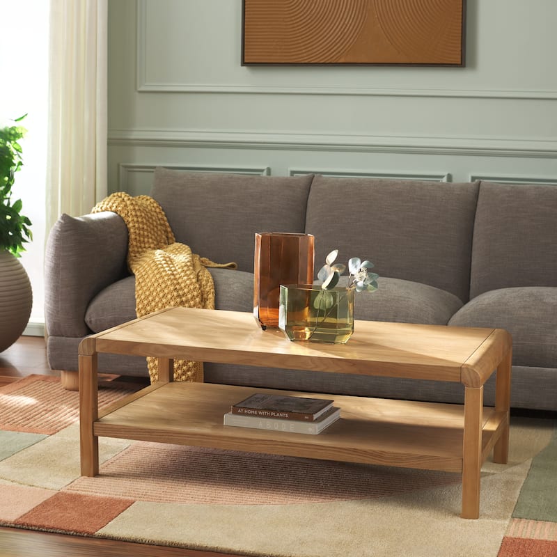 SAFAVIEH Home Omara 1 Shelf Coffee Table - 45"W x 24"D x 16"H - Natural