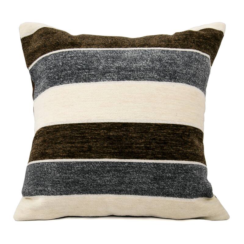 Violet Linen Deluxe Chenille Striped Pattern Decorative Cushion Cover - Brown