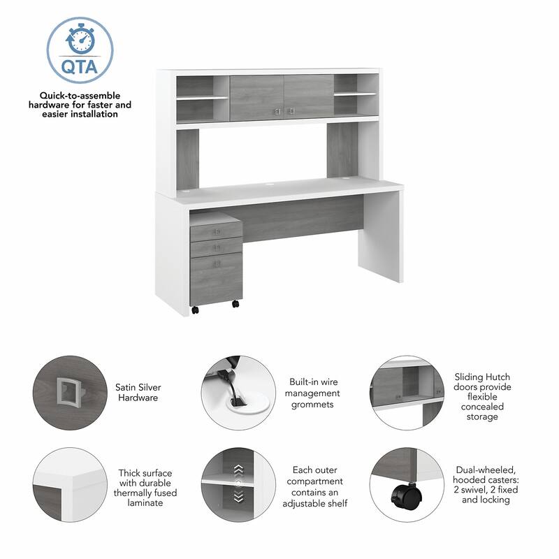 Echo 72W Computer Desk with Hutch & Drawers by Bush Business Furniture