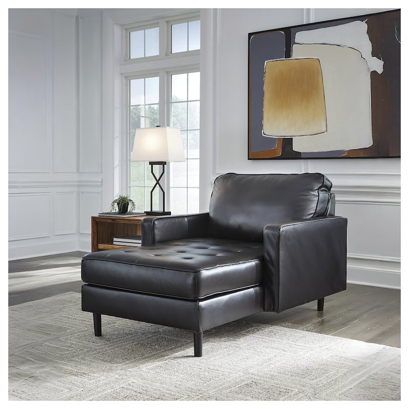 Signature Design by Ashley Bryceview Black Chaise - 42" W x 64" D x 39" H - 42" W x 64" D x 39" H - Black