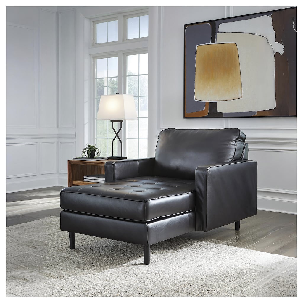 Signature Design by Ashley Bryceview Black Chaise - 42" W x 64" D x 39" H