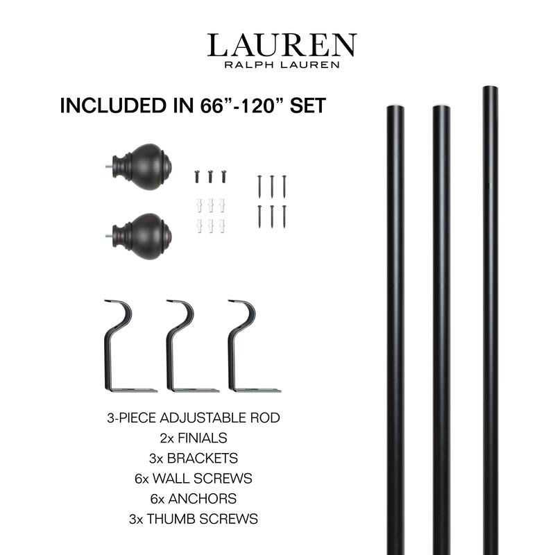 Lauren Ralph Lauren Markel 1" Adjustable Window Curtain Rod and Finial Set
