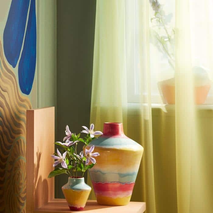 Kähler Poppery Vase With Apple, Pink/Mint/Yellow - H: 15.4"