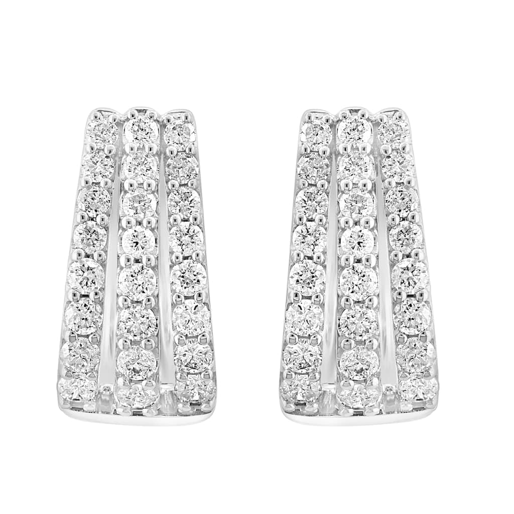 Effy Women's 14k White Gold Triple Row Diamond Hoop Earrings