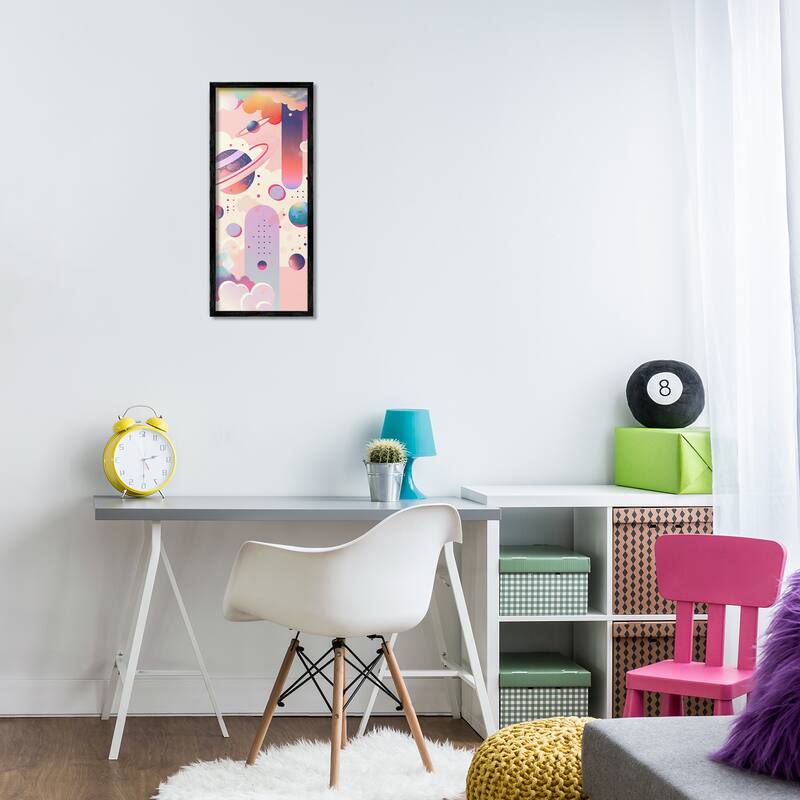 Stupell Surreal Geometric Planets Scene Framed Giclee Art Design By Wumples