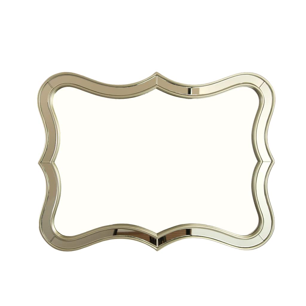24" Mirror, Wave-shape PU Material Light Luxury Style Art Decorative Mirror with Golden Frame, Suitable for Bathroom, Bedroom