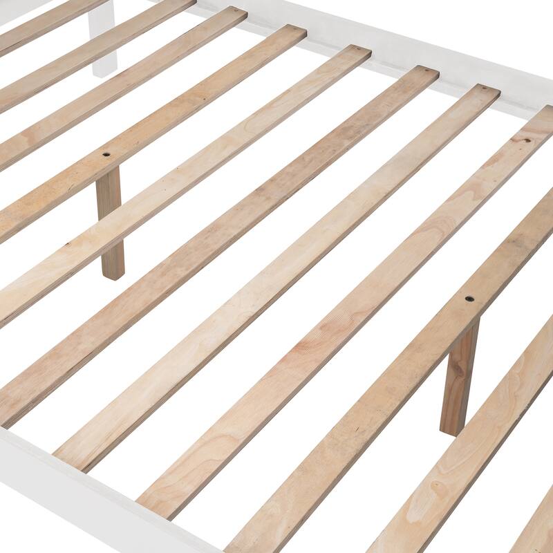 White Twin-Over-Full Pine Bunk Bed with Staircase and Drawer