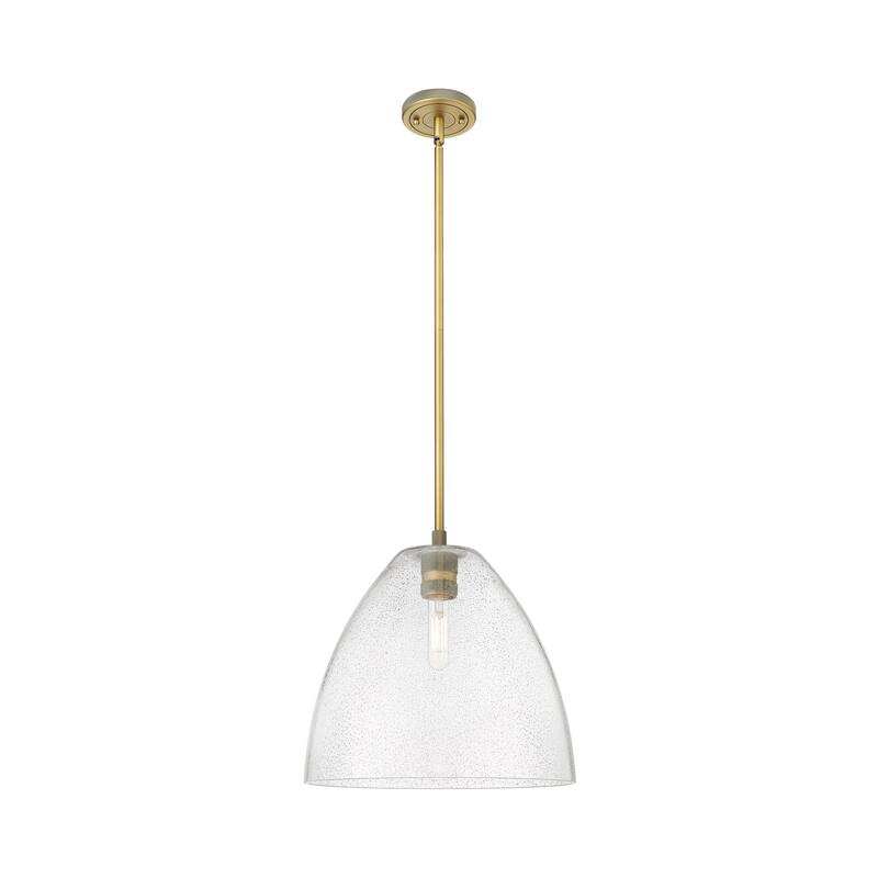 Innovations Lighting Downtown Urban - Crown Point - 1 Light 12" Bristol Stem Hung Pendant - Brushed Brass/Seedy
