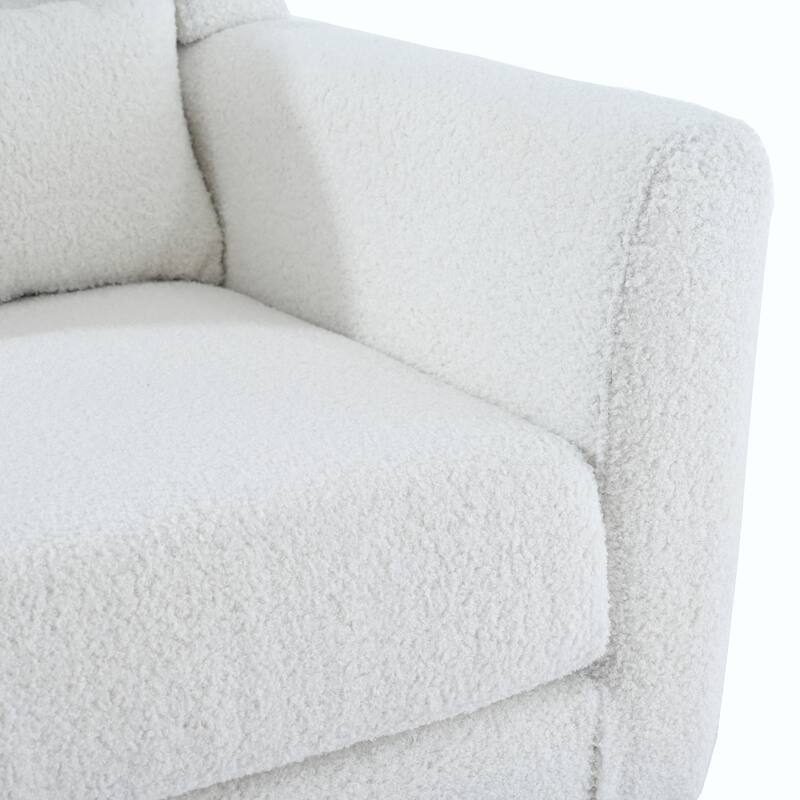 Teddy Fabric Accent Chair with Wooden Legs and Mid-Century Lounge Chair (275lb Capacity)