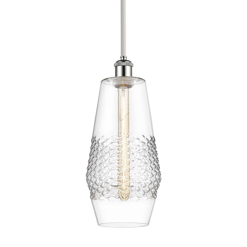 Innovations Lighting 516-1S-17-7 Windham Pendant Windham 7" Wide Mini - White and Polished Chrome / Clear