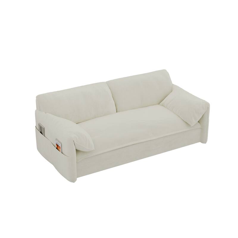 Multi-Functional 63.8" Queen Pull Out Sofa Bed with Side Storage and Wheels - 3-in-1 Convertible Sleeper Sofa