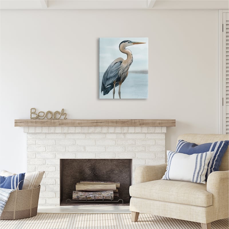 Stupell Coastal Heron Portrait Canvas Wall Art Design by Grace Popp