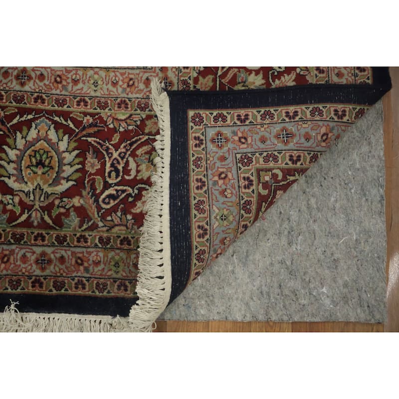 Hand Knotted Oriental 100% Wool Carpet Traditional All-Over Navy Blue & Blues Tabriz Area Rug - 14' 1'' X 9' 9''