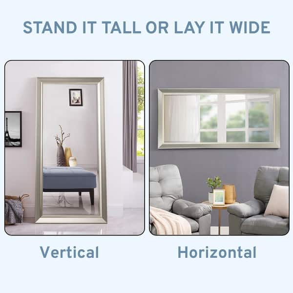 Framed Bevel Leaner Full Length Rectanglar Floor Mirror - Silver