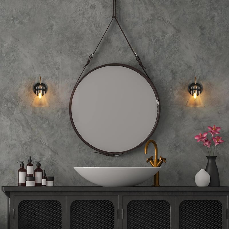 Mutch Rustic Farmhouse 1-light Wall Sconce Glass LED Dimmable Bathroom Vanity Light Kitchen Sink