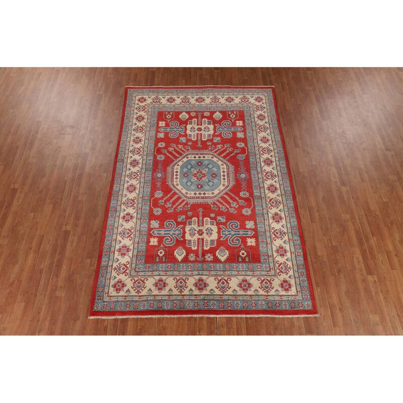Red Kazak Oriental Area Rug Hand-Knotted Wool Carpet - 6'6" x 9'9"