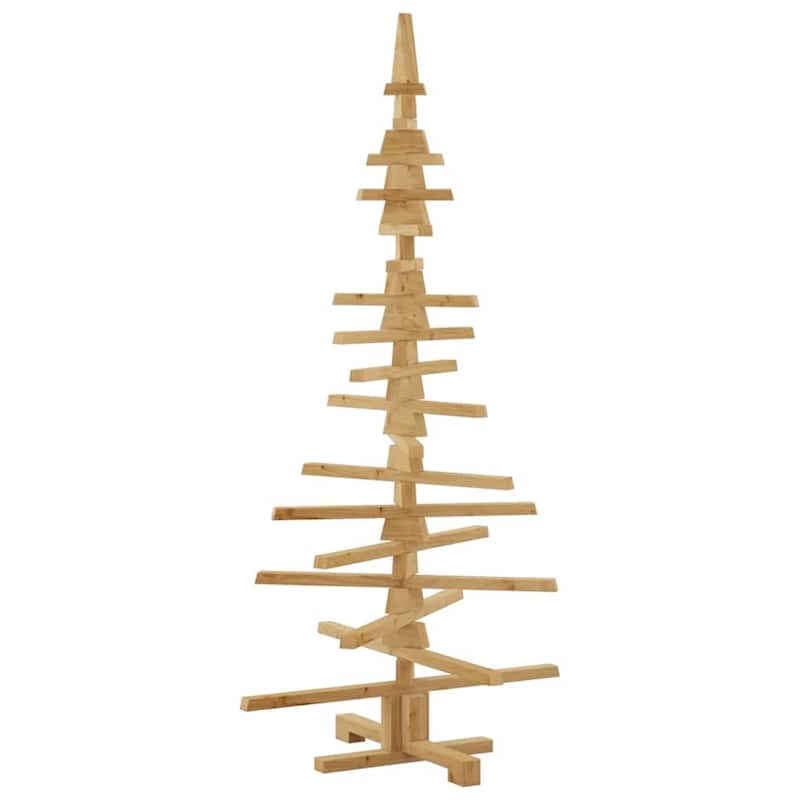 vidaXL Wooden Christmas Tree with Stand Brown Solid pine wood