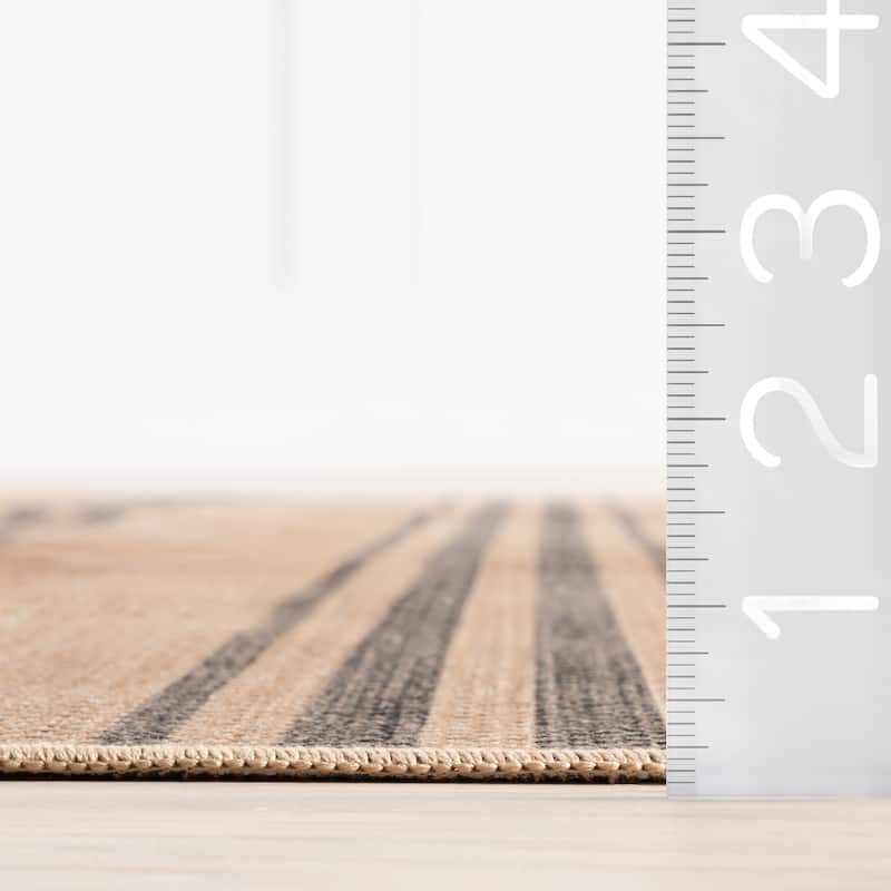 Lavina Striped Easy Jute Machine Washable Area Rug