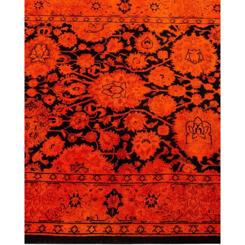 Overton Hand Knotted Wool Vintage Inspired Modern Contemporary Overdyed Orange Runner Rug - 2' 6" x 11' 5"