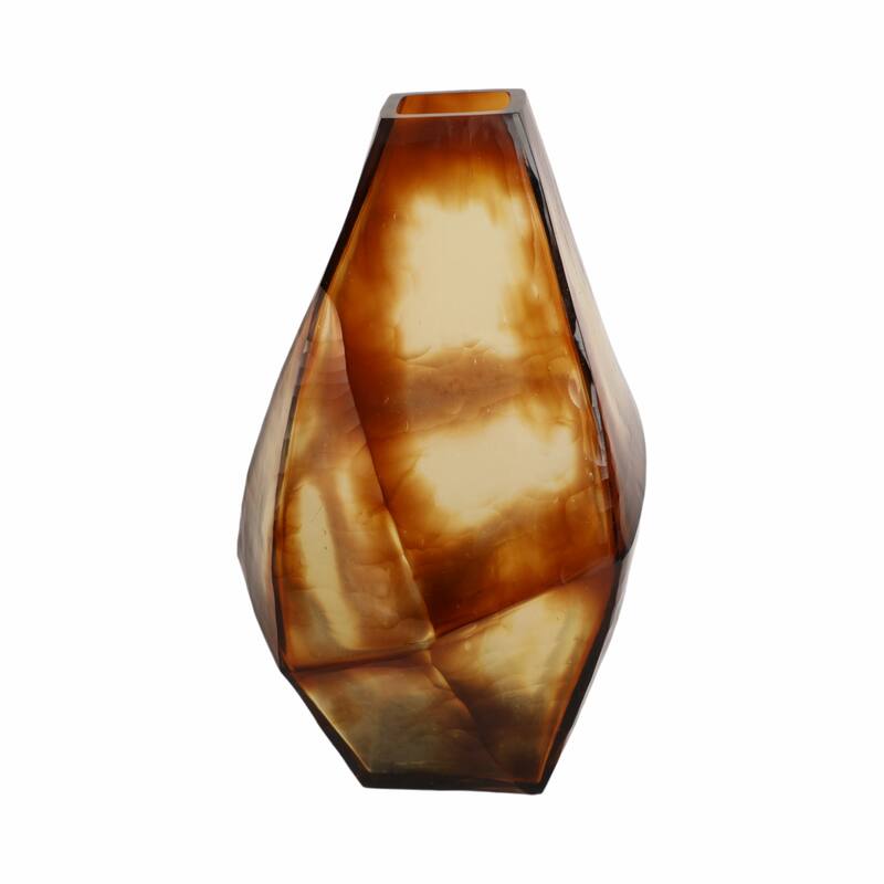 Glass Large Geometric Decorative Vase - Brown, 12 in.