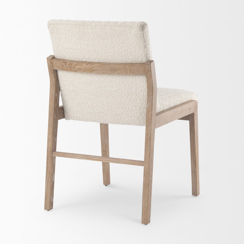 Tahoe Cream Boucle Fabric Seat With Light Brown Solid Wood Frame Armless Dining Chair - 20"W x 24.8"D x 33.6"H