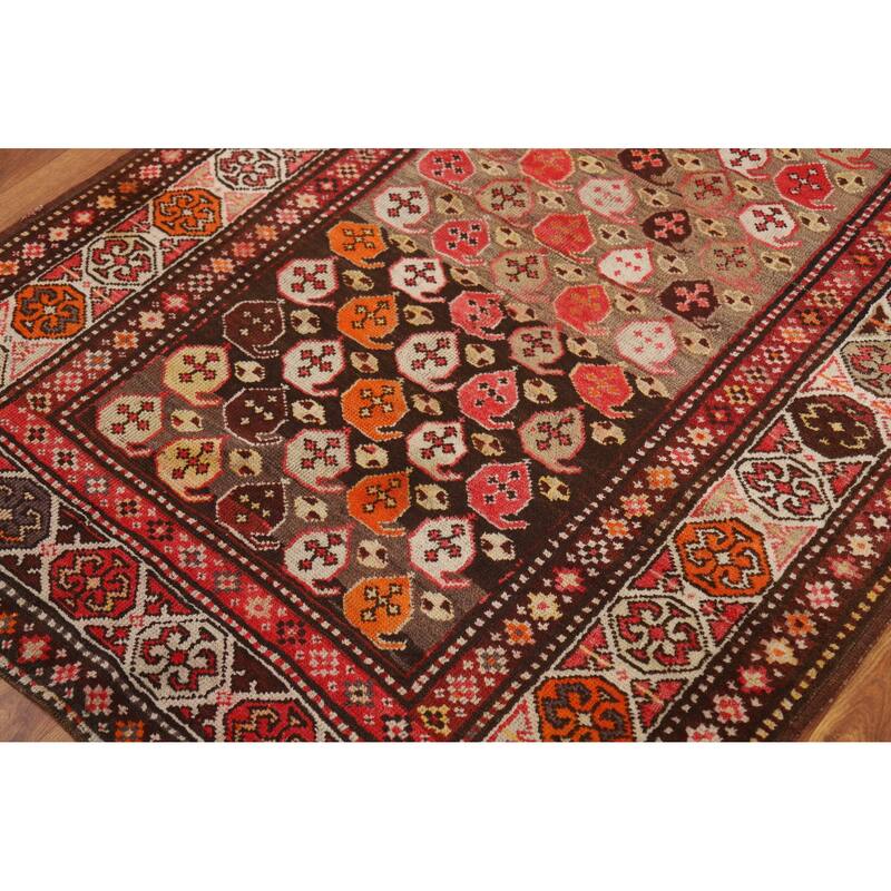 Pre-1900 Antique Vegetable Dye Kazak Runner Wool Carpet - 3'9" x 10'0"