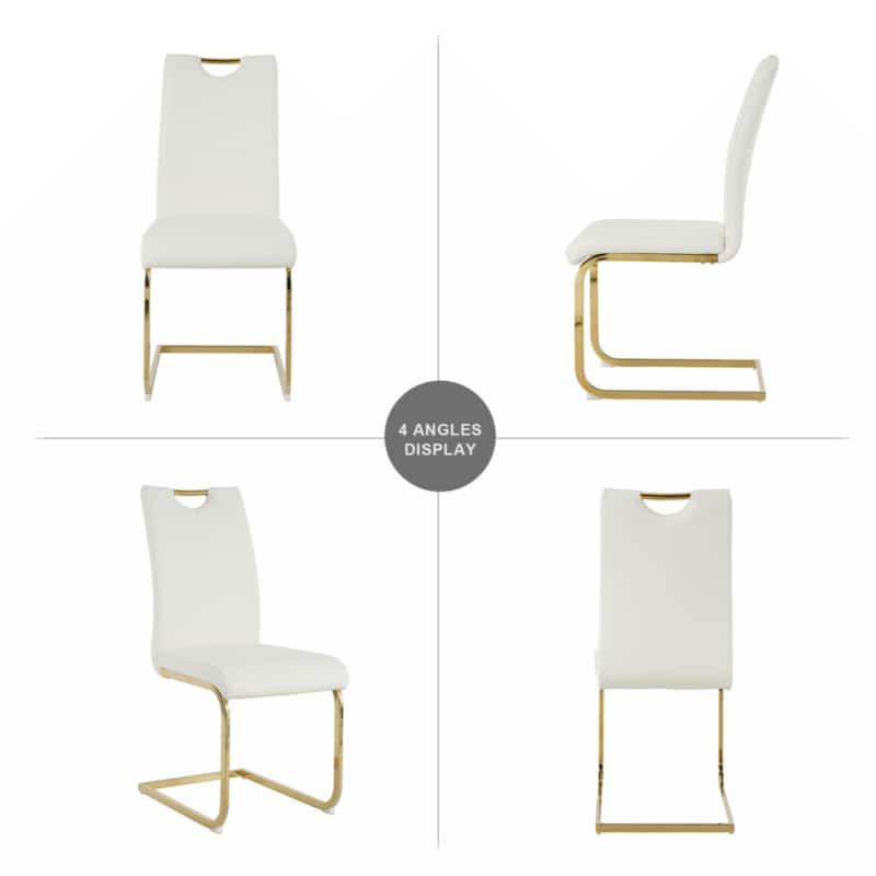 Dining Living Room Chairs Upholstered Chair with gold Metal Legs Design Set of 2