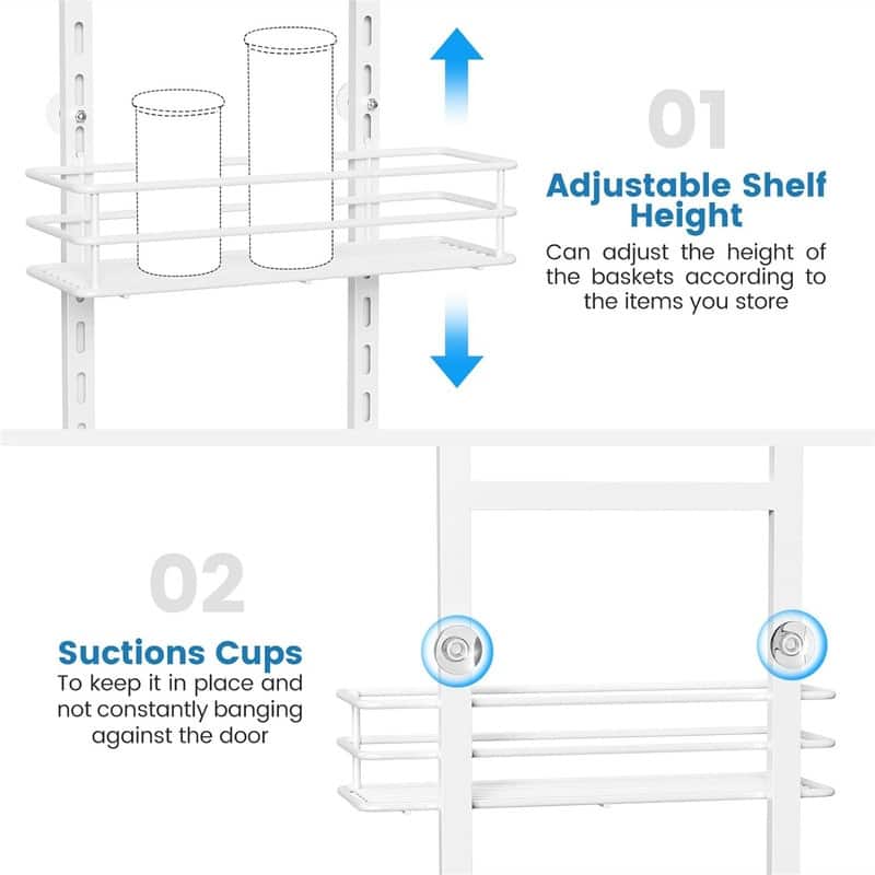 5Tier Over the Door Pantry Organizer Spice Rack - 4.72"D x 11.81"W x 49.21"H