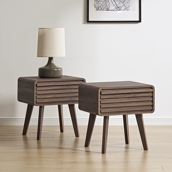 Rectangular Small Bedside Table Mid Century Modern Side Table Set - Small Accent & Bedside Tables in ...