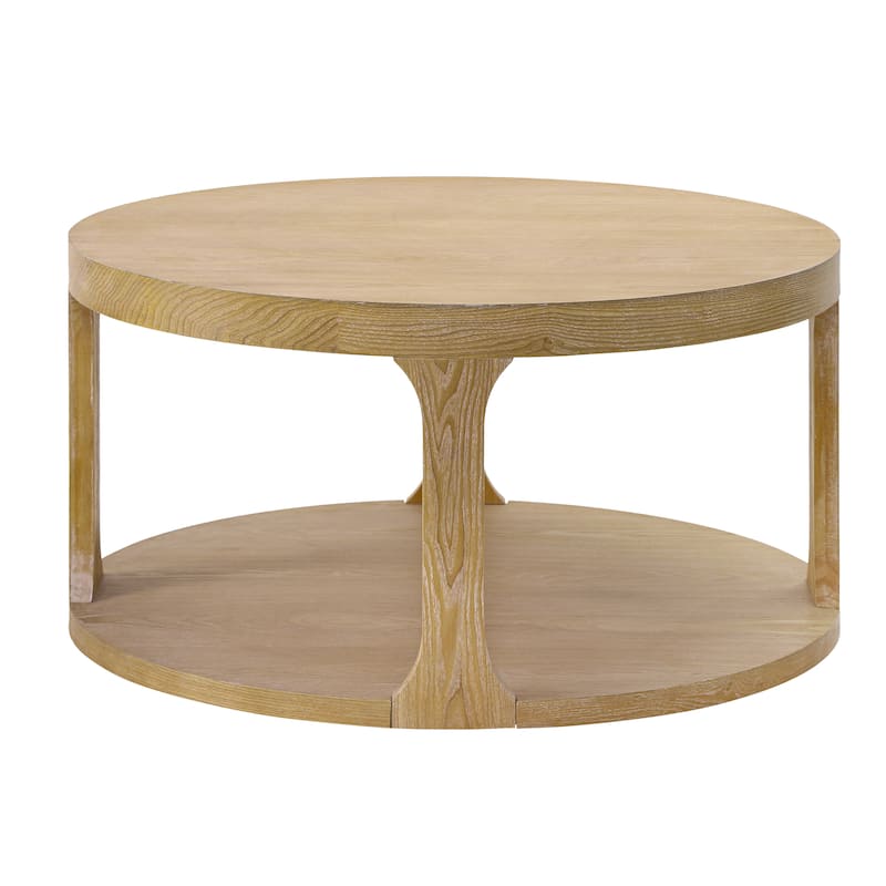 Christopher Knight Home - Modern Farmhouse Round Coffee Table with 2-Tier Storage Shelf