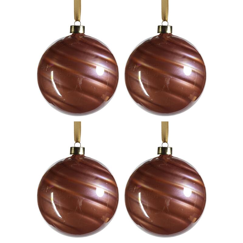 4.75" Pearl Luster Glass Ball Ornaments, Set of 4