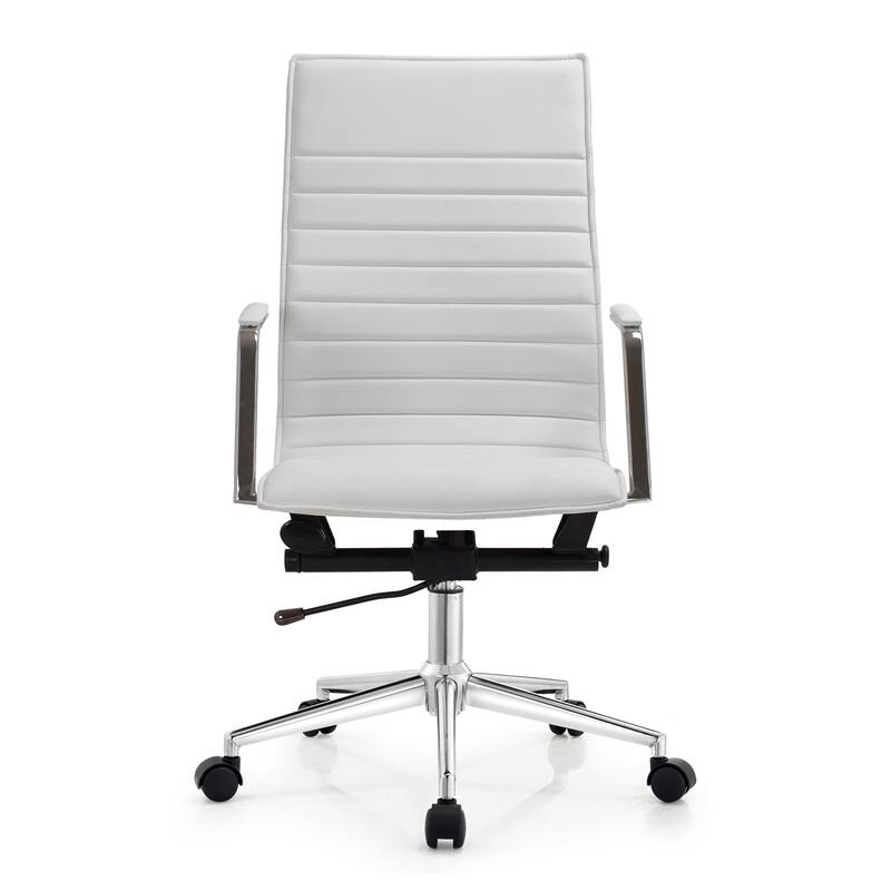 Executive Ergonomic High Back Office Chair Ribbed PU Leather Adjustable for Manager Conference Computer Desk