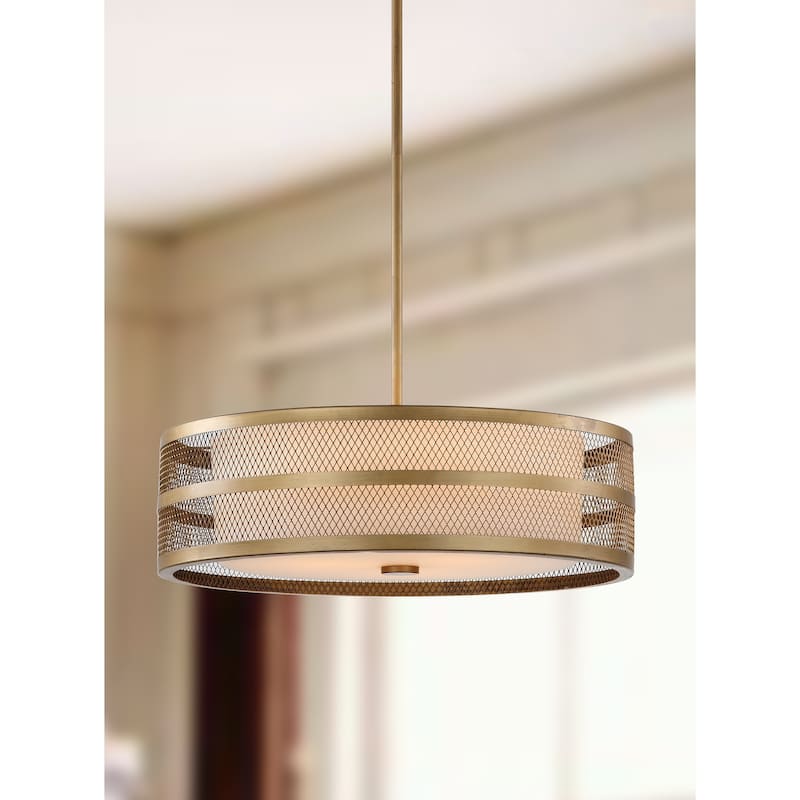 SAFAVIEH Lighting Kisha Adjustable 4-Light Veil Gold Pendant - 19.75"x19.75 x9-45 - Antique Gold - 20Wx20Dx17H