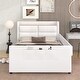 preview thumbnail 4 of 27, Upholstered Bed Platform Bed Faux Leather Bed Frame with Storage Headboard and Guardrail Wood Slat Support Low Profile Bed