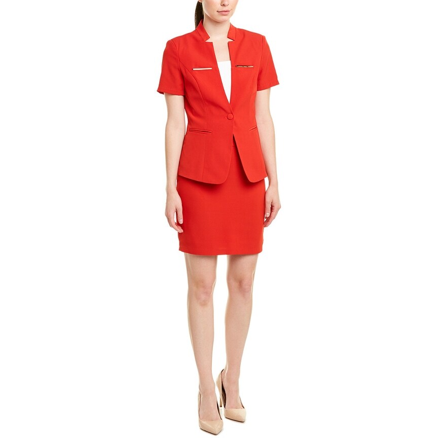 red jacket and skirt set