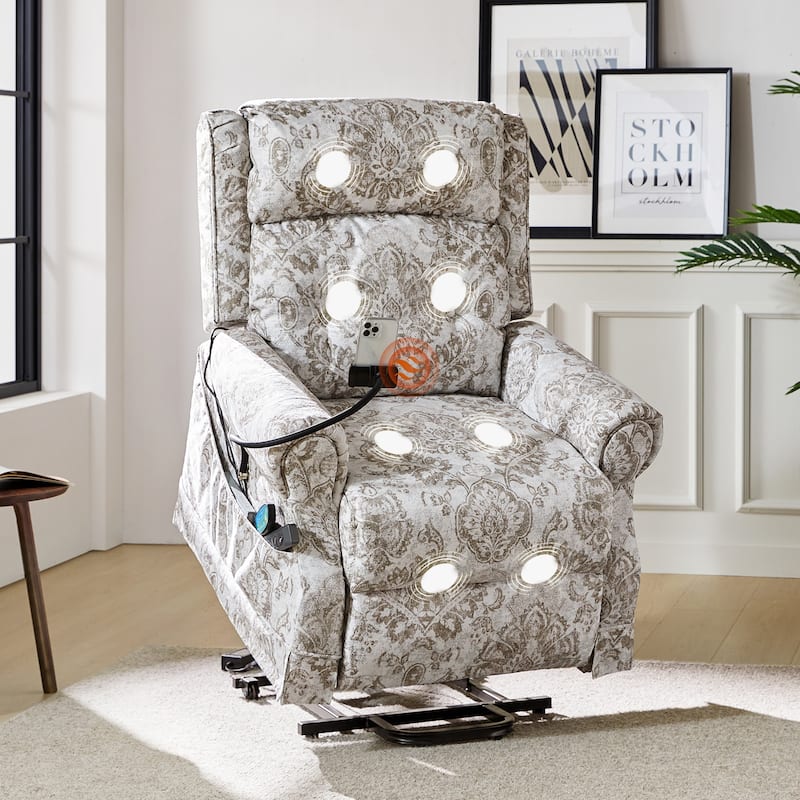Billy Traditional Lift Assist Power Recliner With Massage Heat And Manual Headrest by HULALA HOME