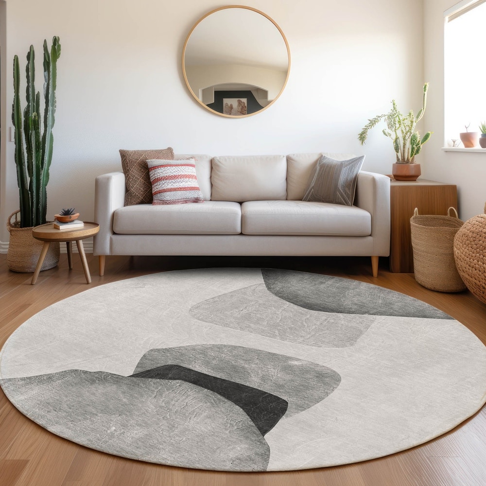 Machine Washable Indoor/ Outdoor Modern Abstract Chantille Rug