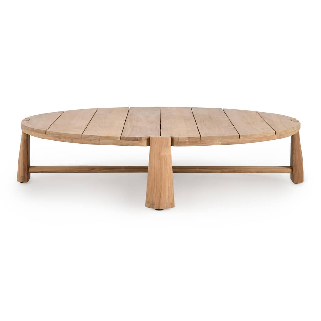 Classic Home Aston 65" Outdoor Round Coffee Table Natural Finish