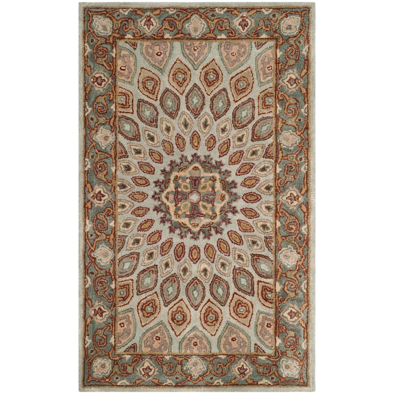 SAFAVIEH Handmade Heritage Wayfarer Traditional Oriental Wool Rug - 3' x 5' - Blue/Grey