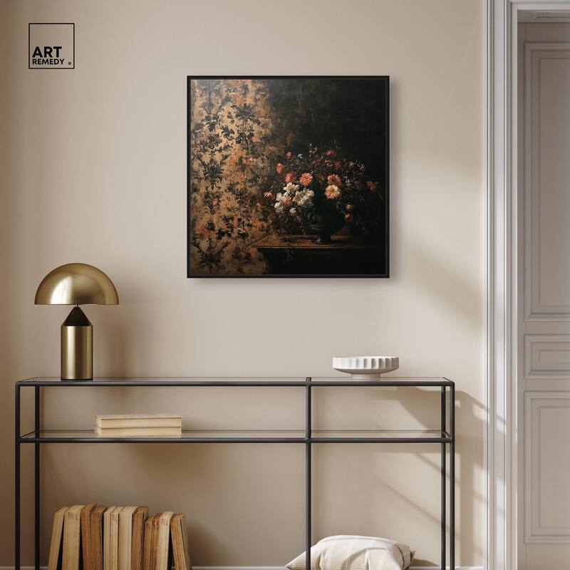 Dark Floral Elegance Canvas by Art Remedy