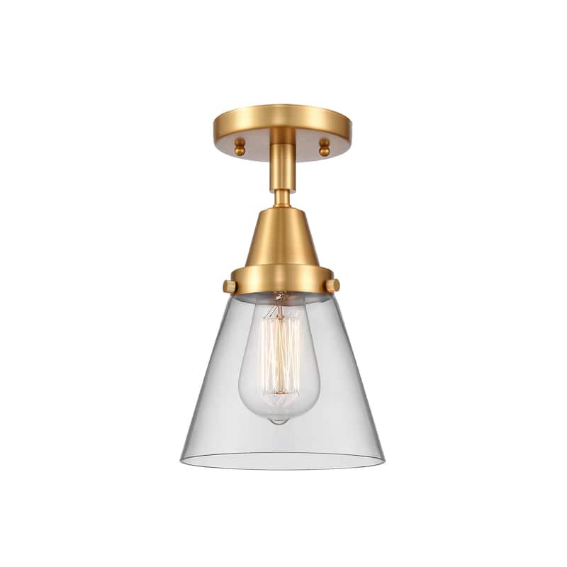 Innovations Lighting Caden Cone - 1 Light 6" Flush Mount - Clear/Satin Gold