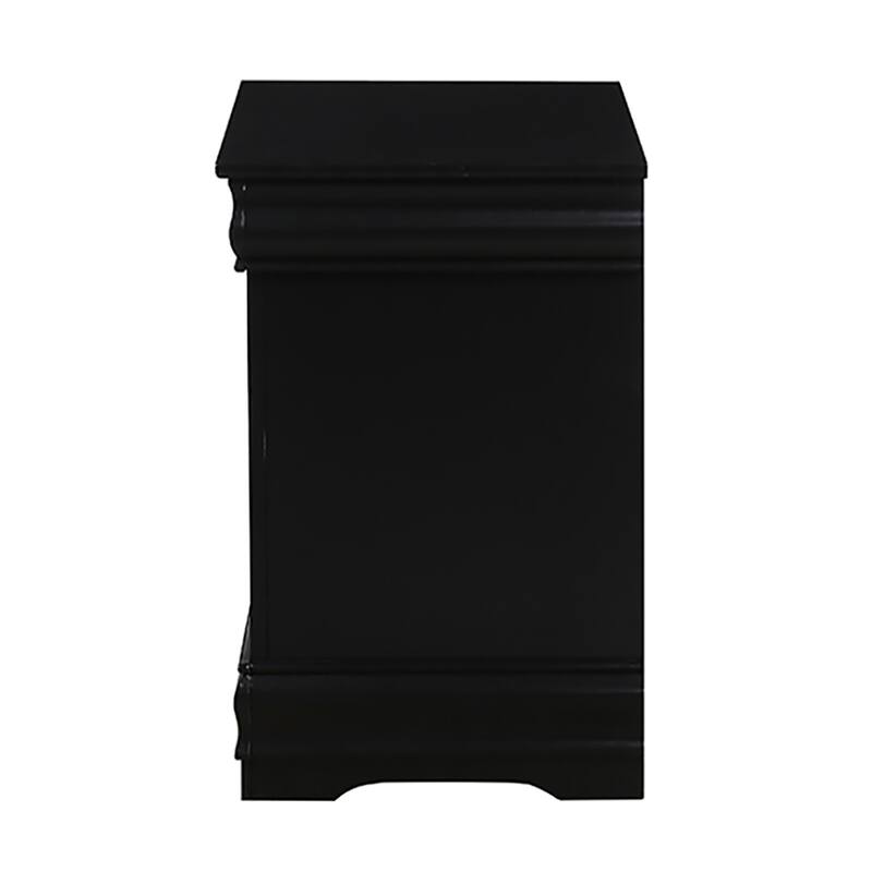 Classic Black 2-Drawer Nightstand with Nickel Handles