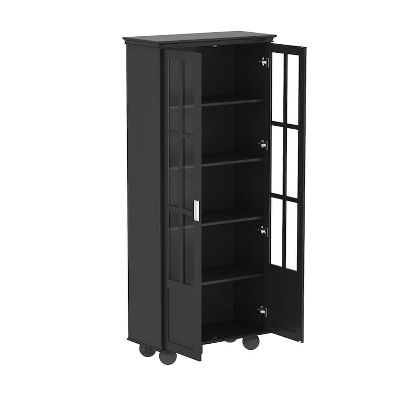 Storage Cabinet Multifunctional Storage Closet with Doors White/Black - 31.5"W x 72.3"H