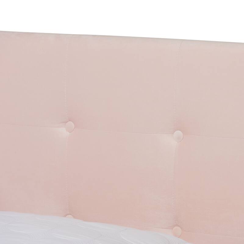 Caprice Modern Glam Velvet Fabric Upholstered Panel Bed