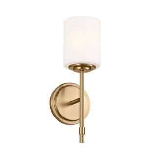 Kichler Lighting Ali 1-Light Brushed Natural Brass Wall Sconce with Glass Shade - 14.5 in