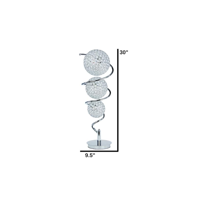 Chrystal Spheres Chrome 3-Dome Table Lamp - N/A
