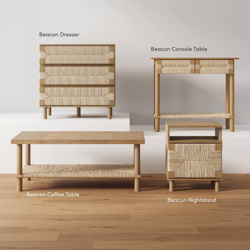 Beacon 3 Drawer Dresser, Bohemian Woven Seagrass Bedroom Dresser