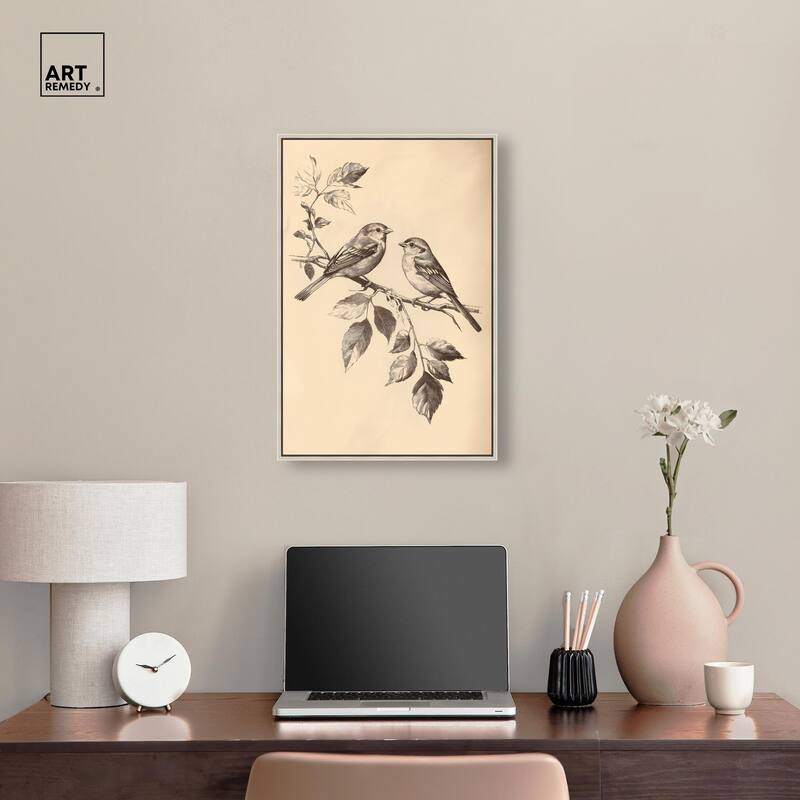 Pair of Finches II Canvas by Art Remedy