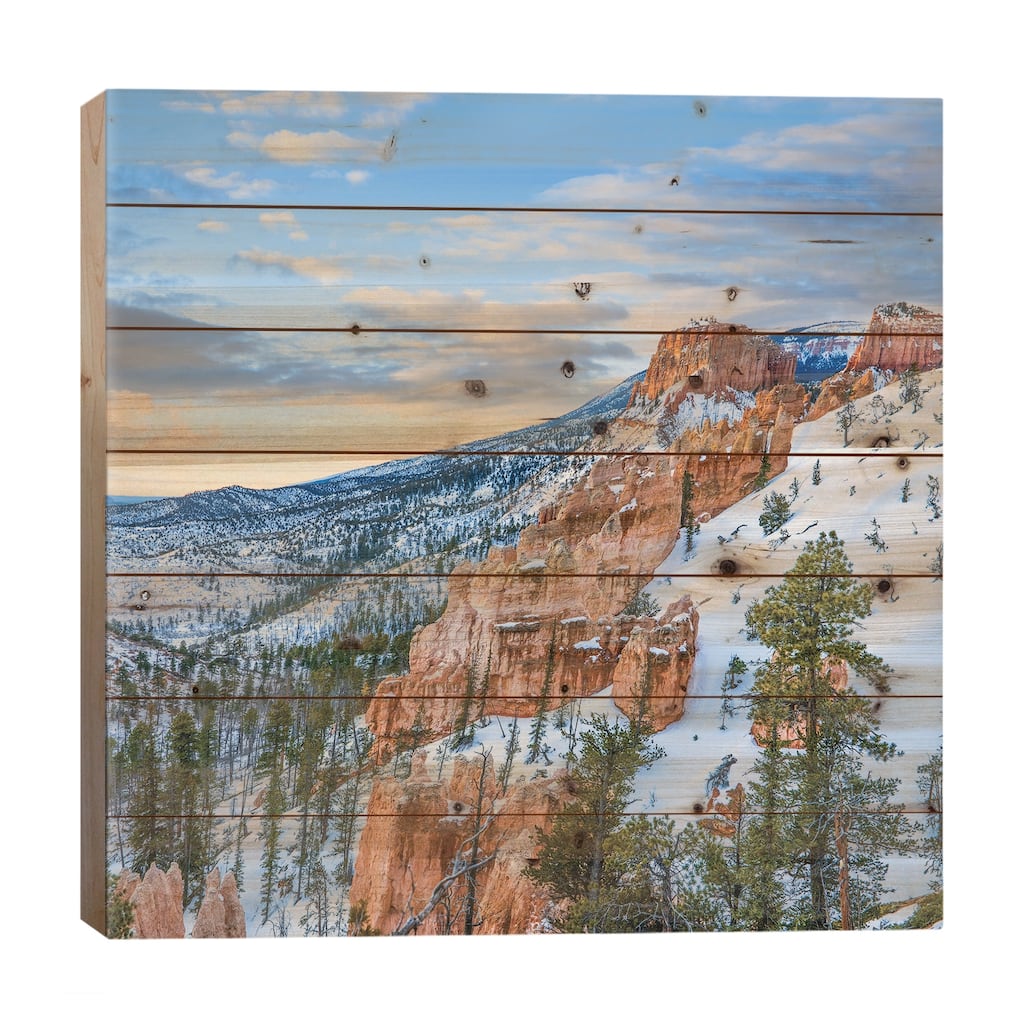 Hoodoos In Winter, Bryce Canyon National Park, Utah Print On Wood by Tim Fitzharris - Multi-Color
