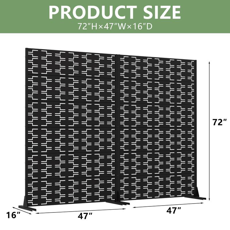 Outdoor Privacy Screen Metal Screen Fence Panel Set of 2